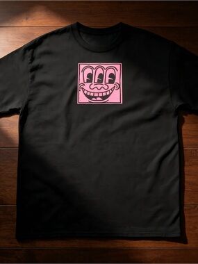 Keith Haring Illustration T-Shirt Street Art Graphic Black T-shirt